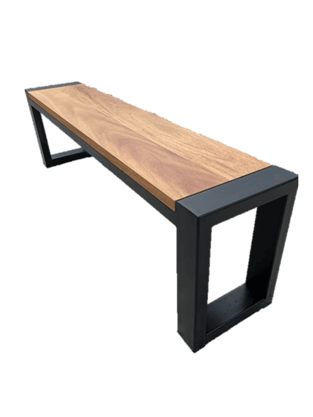 Banca de madera y hierro fabricada por ARKI